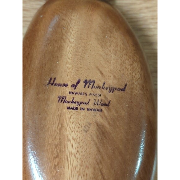 Hand Carved Monkey Pod Wooden Pineapple Bowl Dish Hawaii 9” Vintage - Picture 4 of 7